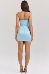 Fall French Vintage Crumpled Slim Silk Satin Texture Tube Top Dress Short Evening Dress